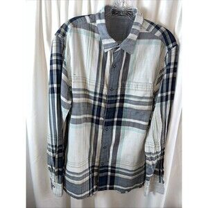 Banana Republic Men’s Camden Fit Reversible Blue Plaid Shirt Size M Casual